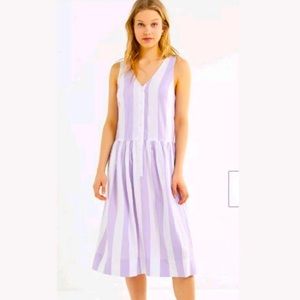 Urban Outfitters Allie Striped Midi Button Dress